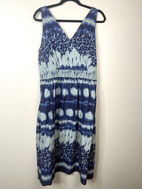 Avenue Women's Blue Tie Dye Surplice Bodice Sleeveless Dress Size 18/20